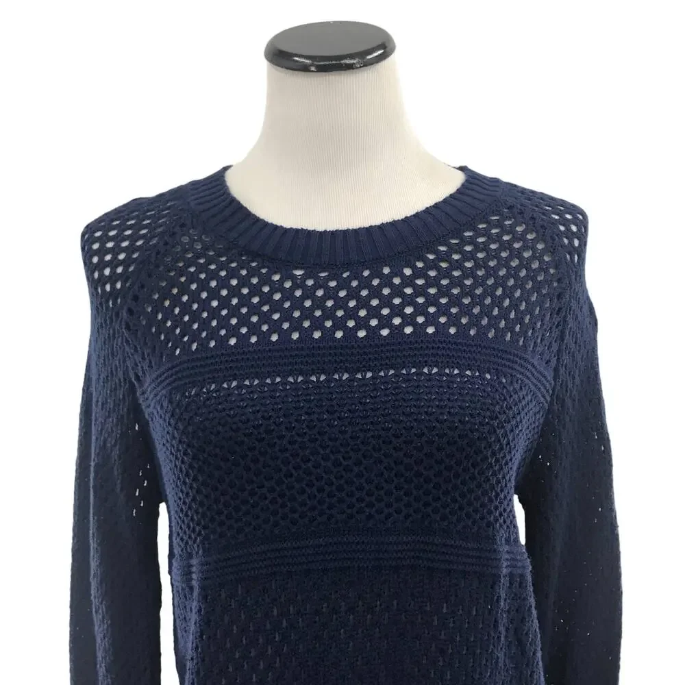 prAna Kokimo Blue Pullover Mesh Sweater